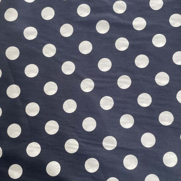Navy & White Polka Dot Cotton Deadstock Fabric