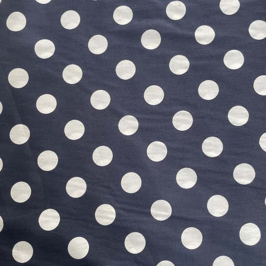 Navy & White Polka Dot Cotton Deadstock Fabric
