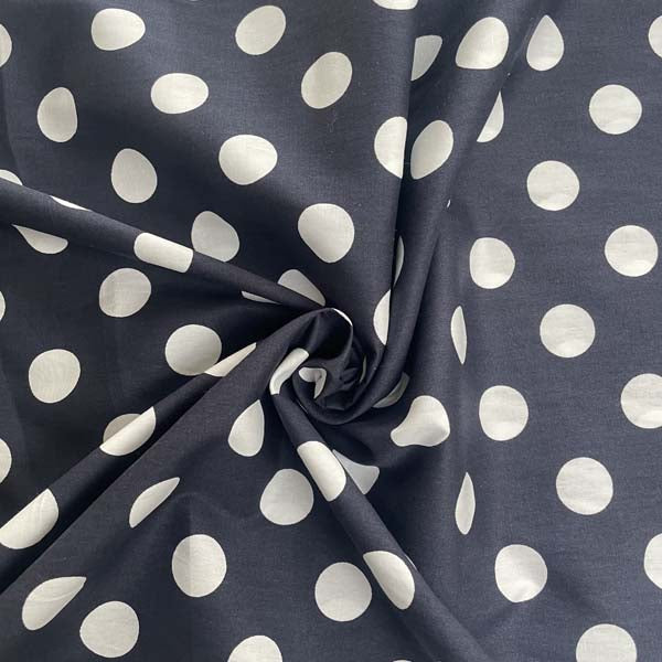 Navy & White Polka Dot Cotton Deadstock Fabric