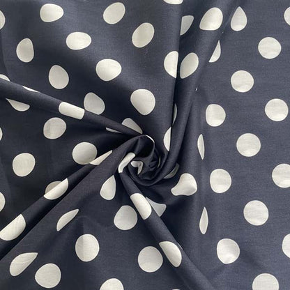 Navy & White Polka Dot Cotton Deadstock Fabric
