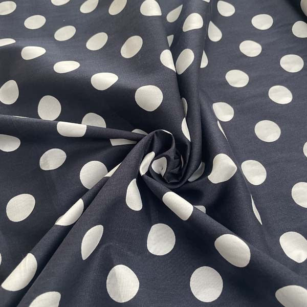 Navy & White Polka Dot Cotton Deadstock Fabric