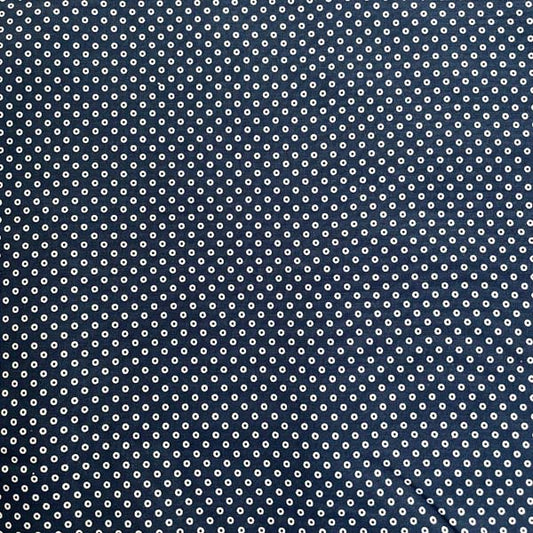 Navy & White Geometric Dot Cotton Deadstock Fabric