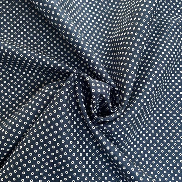 Navy & White Geometric Dot Cotton Deadstock Fabric