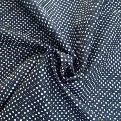Navy & White Geometric Dot Cotton Deadstock Fabric