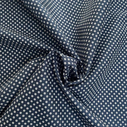 Navy & White Geometric Dot Cotton Deadstock Fabric