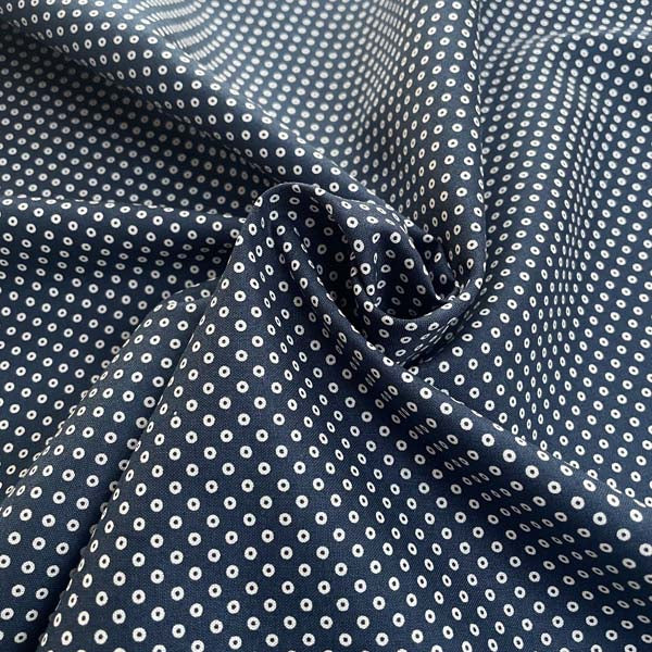 Navy & White Geometric Dot Cotton Deadstock Fabric
