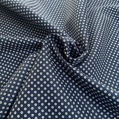 Navy & White Geometric Dot Cotton Deadstock Fabric