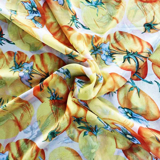 Tomato Print Chiffon Deadstock Fabric