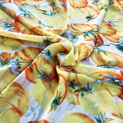 Tomato Print Chiffon Deadstock Fabric