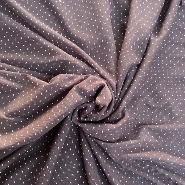 Pink Polka Dot Brown Stretch Mesh Deadstock Fabric
