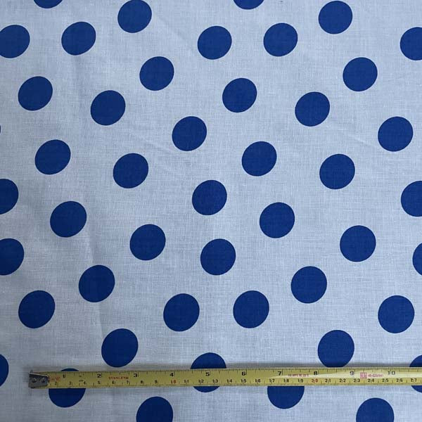 White & Blue Polka Dot Cotton Deadstock Fabric