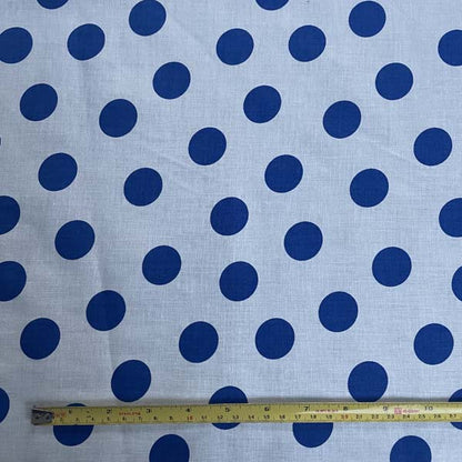 White & Blue Polka Dot Cotton Deadstock Fabric