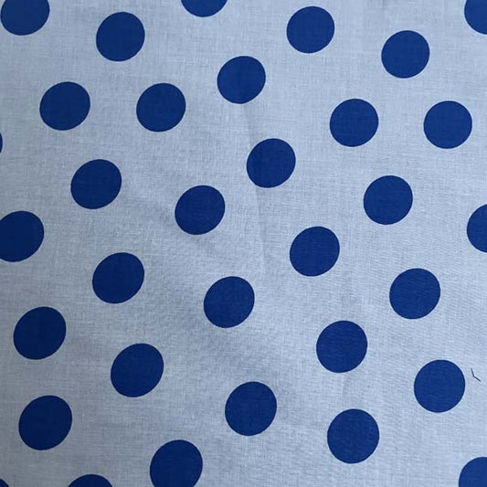 White & Blue Polka Dot Cotton Deadstock Fabric