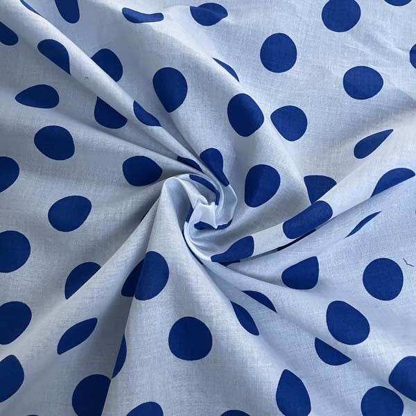 White & Blue Polka Dot Cotton Deadstock Fabric