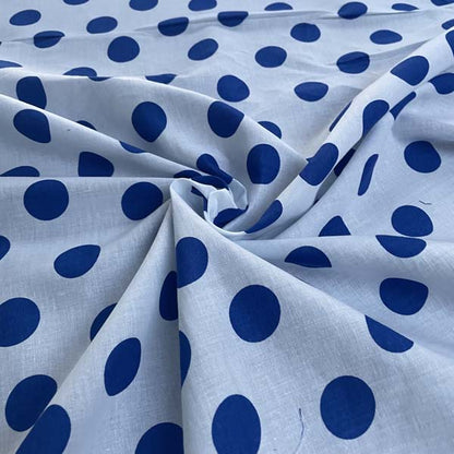 White & Blue Polka Dot Cotton Deadstock Fabric
