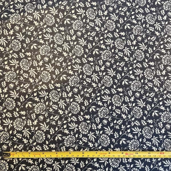 Navy Floral Waterproof Fabric Deadstock