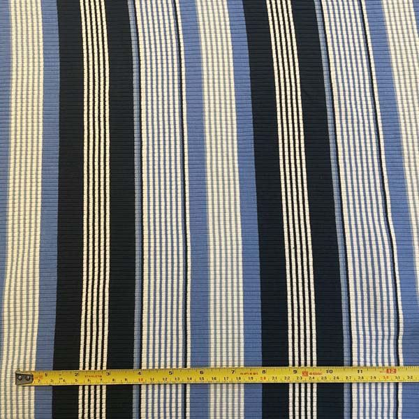 Navy Blue & White Striped Ribbed Jersey Deadstock Fabric