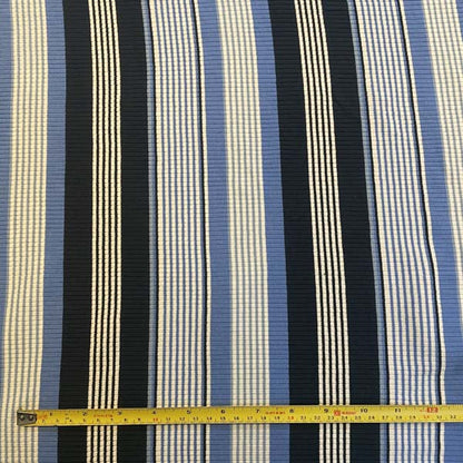 Navy Blue & White Striped Ribbed Jersey Deadstock Fabric