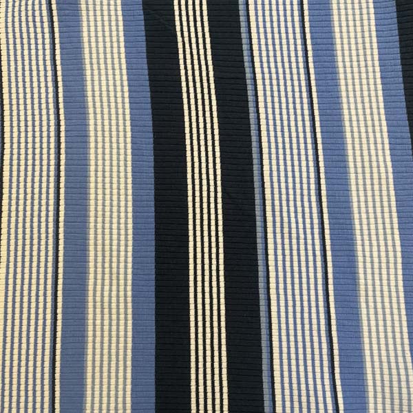 Navy Blue & White Striped Ribbed Jersey Deadstock Fabric