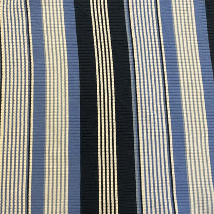Navy Blue & White Striped Ribbed Jersey Deadstock Fabric