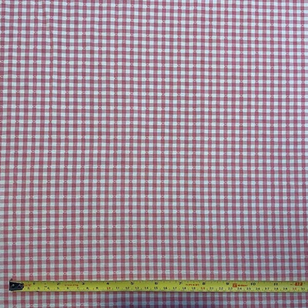 Pink & White Gingham Polycotton Deadstock Fabric