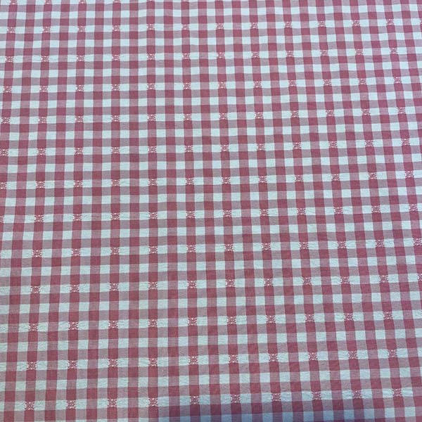 Pink & White Gingham Polycotton Deadstock Fabric