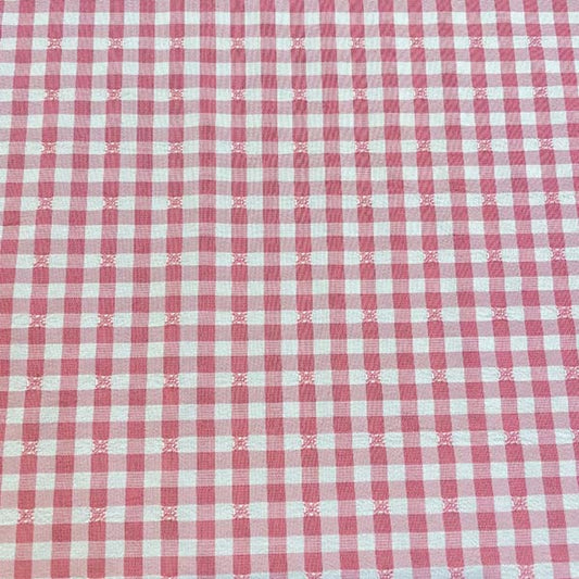 Pink & White Gingham Polycotton Deadstock Fabric