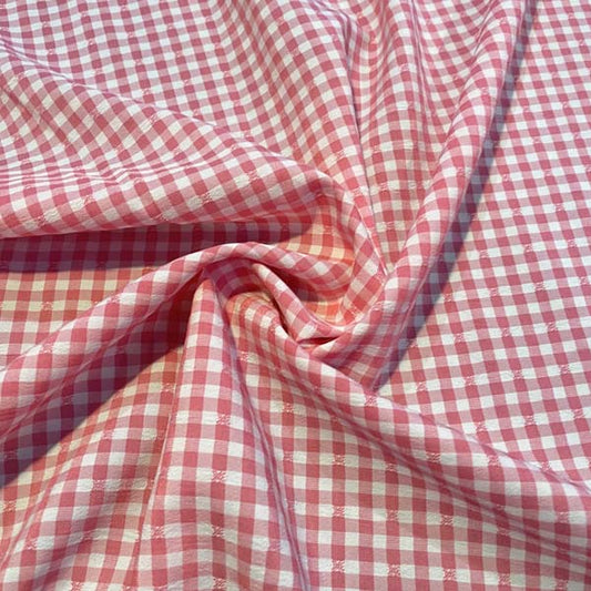 Pink & White Gingham Polycotton Deadstock Fabric