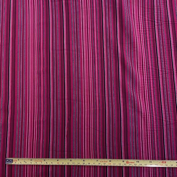 Red Pink Black Stripe Chiffon Deadstock Fabric