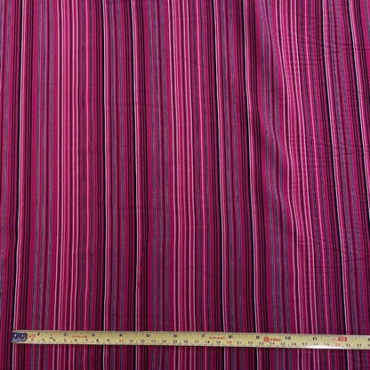 Red Pink Black Stripe Chiffon Deadstock Fabric