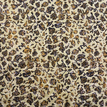 Yellow Orange Black Embroidered Floral Cotton Deadstock Fabric
