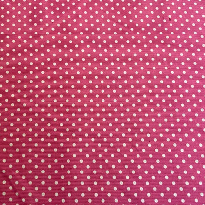 Pink & White Polka Dot Needlecord Deadstock Fabric
