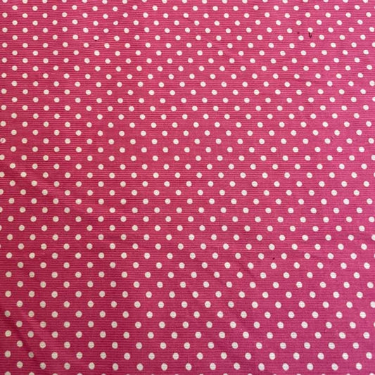 Pink & White Polka Dot Needlecord Deadstock Fabric