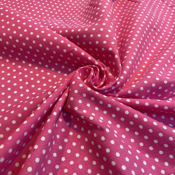 Pink & White Polka Dot Needlecord Deadstock Fabric