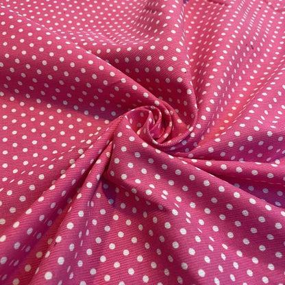 Pink & White Polka Dot Needlecord Deadstock Fabric