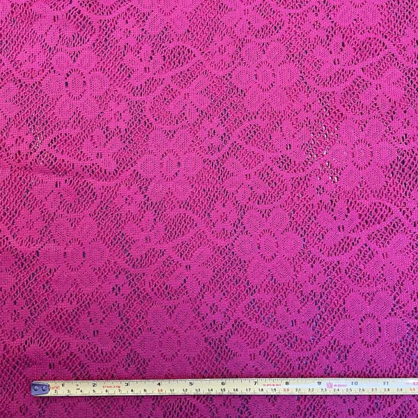 Red Floral Lace Deadstock Fabric