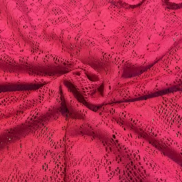 Red Floral Lace Deadstock Fabric
