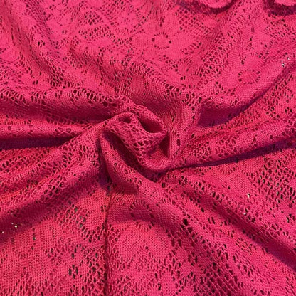 Red Floral Lace Deadstock Fabric
