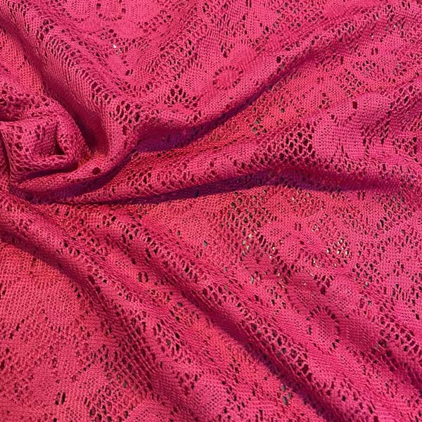Red Floral Lace Deadstock Fabric