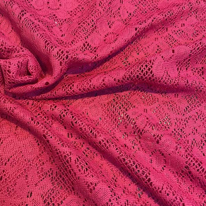 Red Floral Lace Deadstock Fabric