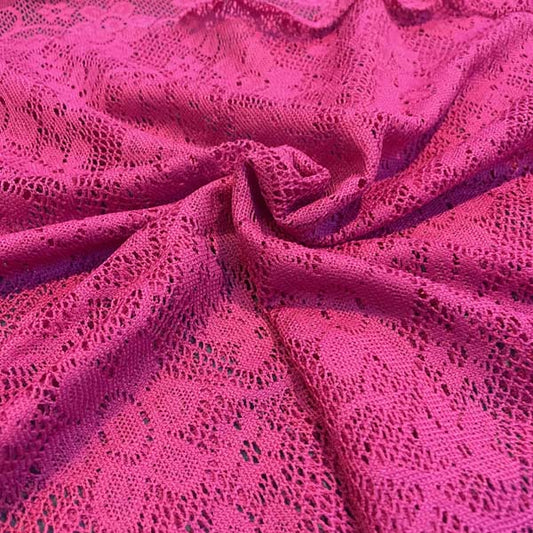 Red Floral Lace Deadstock Fabric
