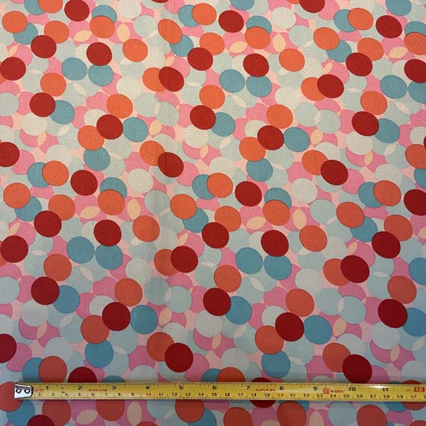 Confetti Circle Print Satin Deadstock Fabric