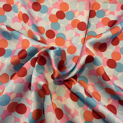 Confetti Circle Print Satin Deadstock Fabric