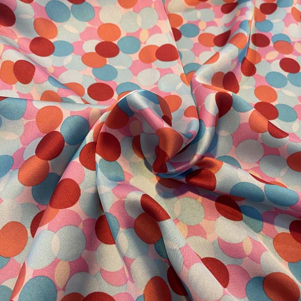 Confetti Circle Print Satin Deadstock Fabric