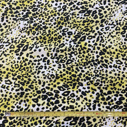 Yellow Black Leopard Print Stretch Cotton Deadstock Fabric