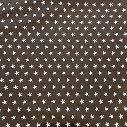 Brown & White Star Cotton Deadstock Fabric