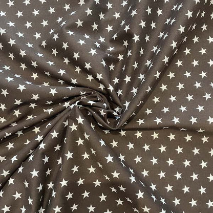 Brown & White Star Cotton Deadstock Fabric