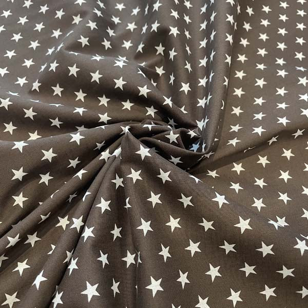 Brown & White Star Cotton Deadstock Fabric