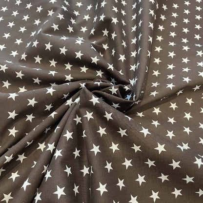 Brown & White Star Cotton Deadstock Fabric