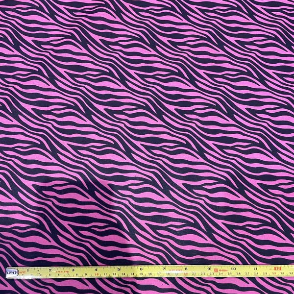 Pink & Black Tiger Print Cotton Deadstock Fabric